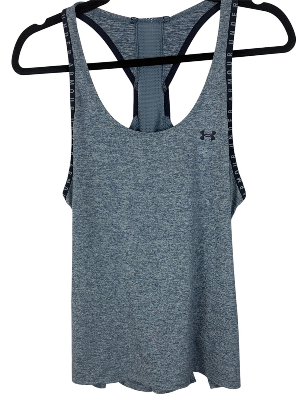 Under Armour Women's Heat Gear Heathered Light Blue Racerback Medium Tank Top